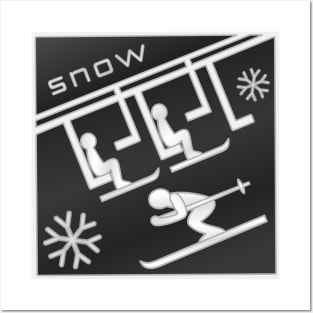 雪 Snow - Kanji Logo - Silver / Black Posters and Art